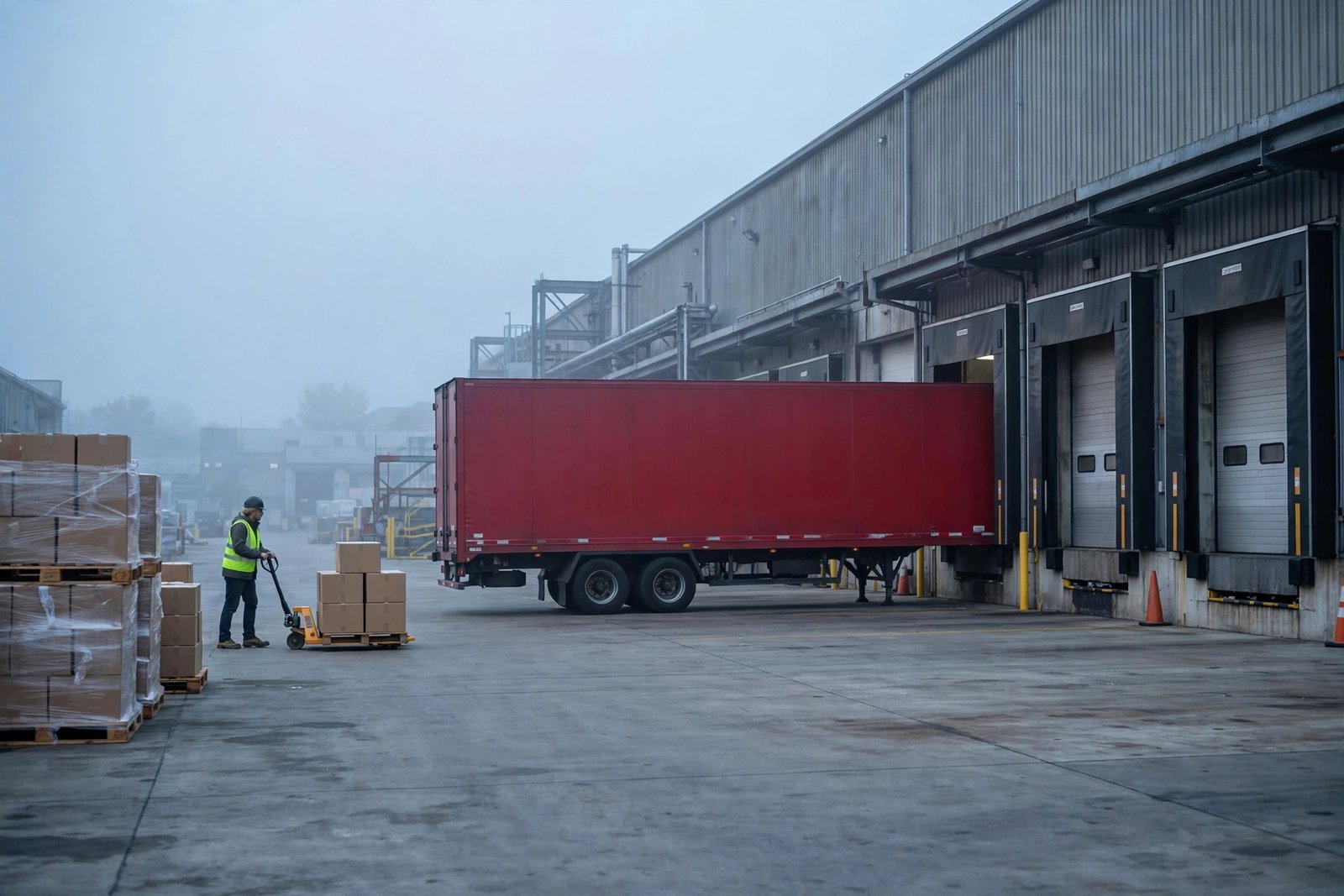 Trailer loading at a warehouse dock